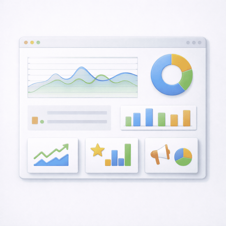 Daten & Reporting – Analytics Dashboard Illustration - webdesign agentur berlin
