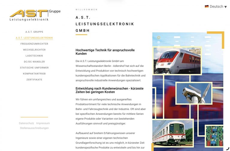 A.S.T. Leistungselektronik GmbH - webdesign berlin