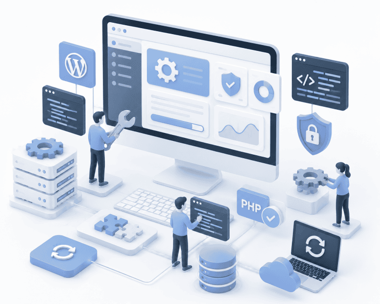 Professionelle Website-Wartung mit Updates, Sicherheit und PHP-Kompatibilität