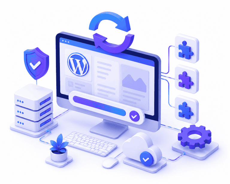 Regelmäßige WordPress-, Theme- und Plugin-Updates für eine sichere Website